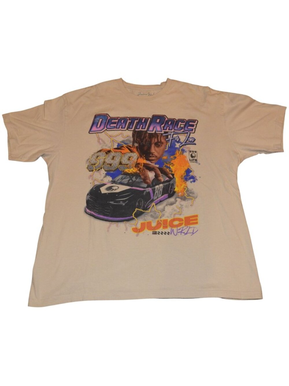 Juice Wrld Death Race For Love Graphic T-Shirt Mens XXL Tan 999 Rap Tee 12503